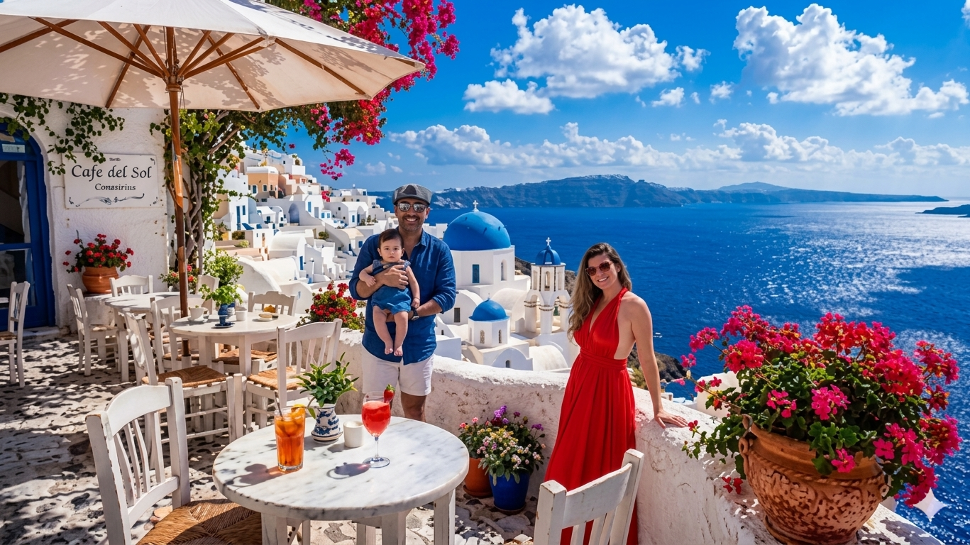 Jimena, Alexis y Gema en Santorini — Checkit Travel